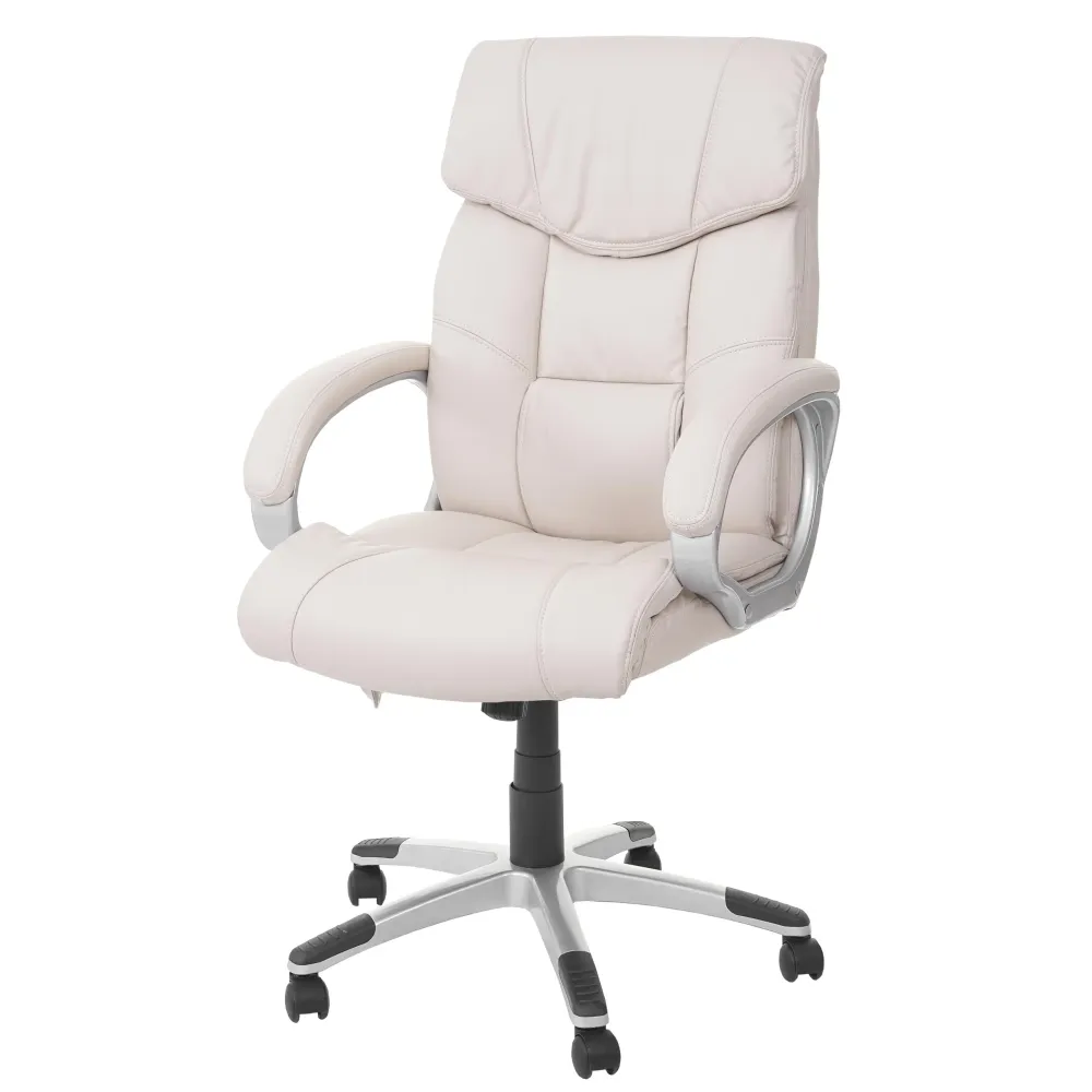 Organisateur de câbles Fauteuil de bureau sur roulettes fonction massage chauffage pivotante en synthétique crème 04_0001921