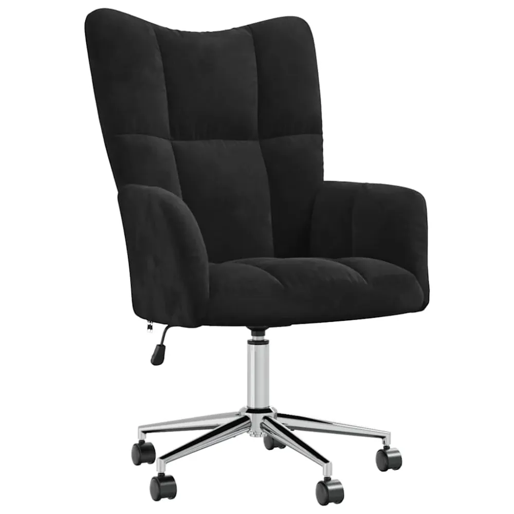 Organisateur de câbles Fauteuil lounge chaise de bureau sur roulettes design novateur en velours noir DEC026741