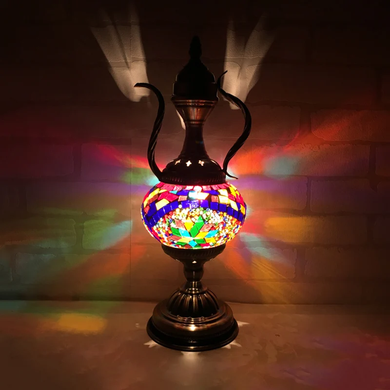 Organisateur de câbles Lampe de bureau en verre jaune/rouge pastèque, éclairage de travail ancestral à 1 tête pour café