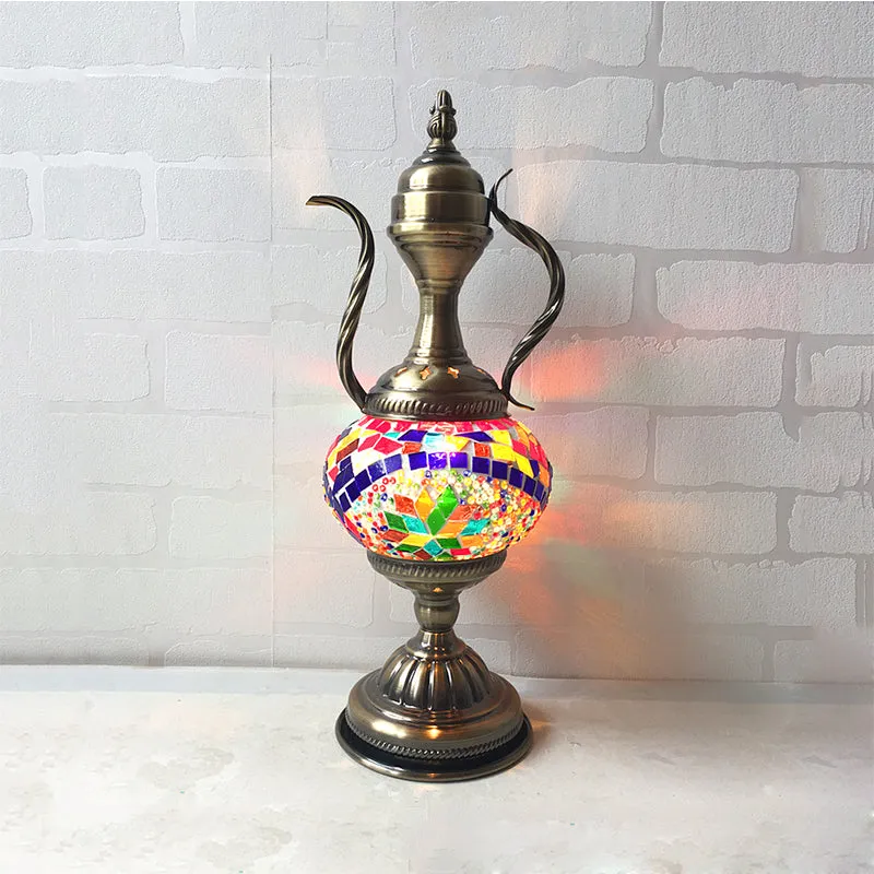 Organisateur de câbles Lampe de bureau en verre jaune/rouge pastèque, éclairage de travail ancestral à 1 tête pour café