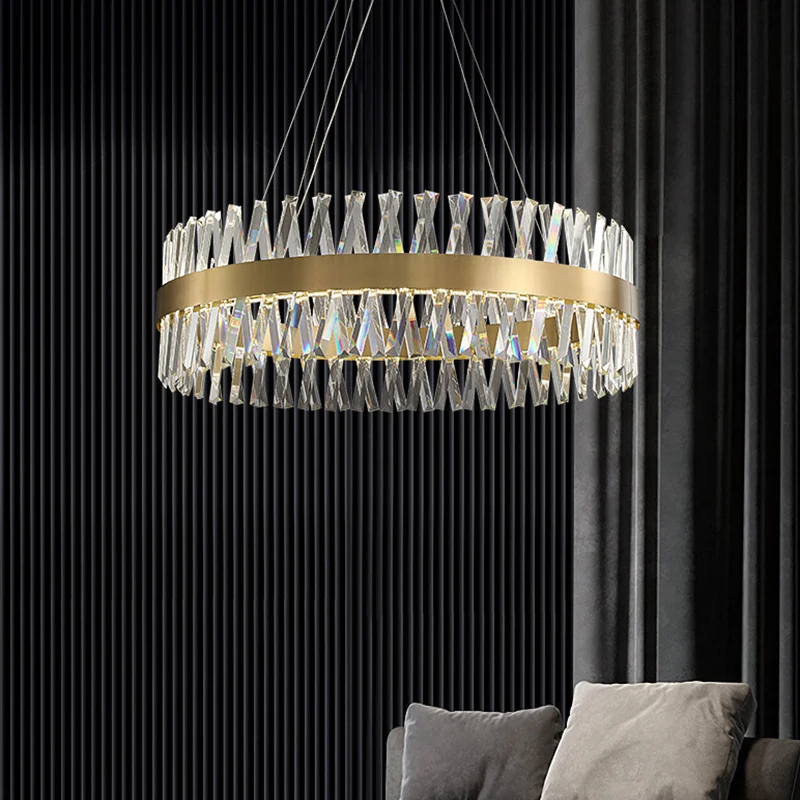 Organisateur de câbles Le lustre rond contemporain allume les plafonniers pendants en cristal manifeste pour la table à ma...