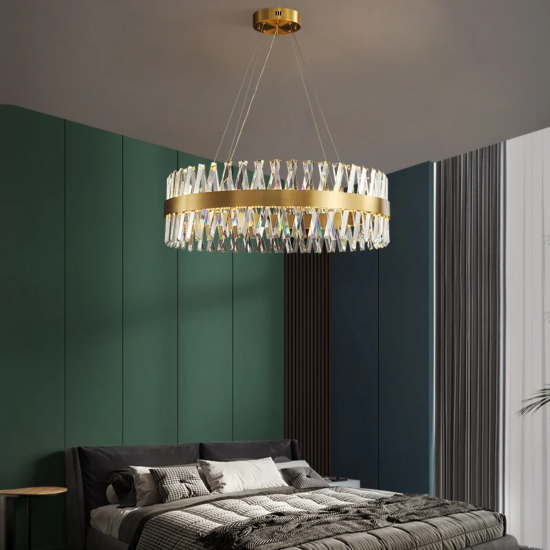 Organisateur de câbles Le lustre rond contemporain allume les plafonniers pendants en cristal manifeste pour la table à ma...