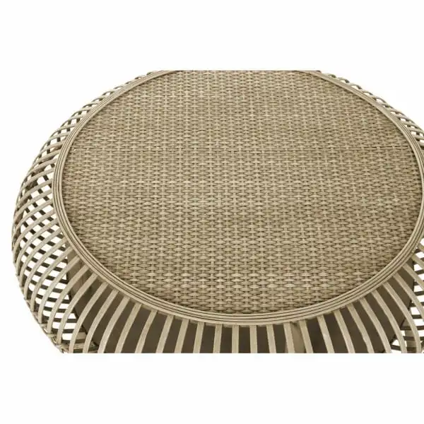 Organisateur de câbles Table Basse Ronde Balinaise en Cannage de Rotin (75 x 75 x 39 cm)