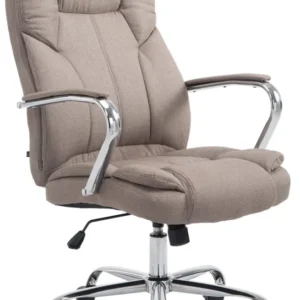 Pieds antidérapants pour Fauteuil de bureau sur roulettes largeur d'assise XXL en tissu taupe et métal chromé 10_0002420
