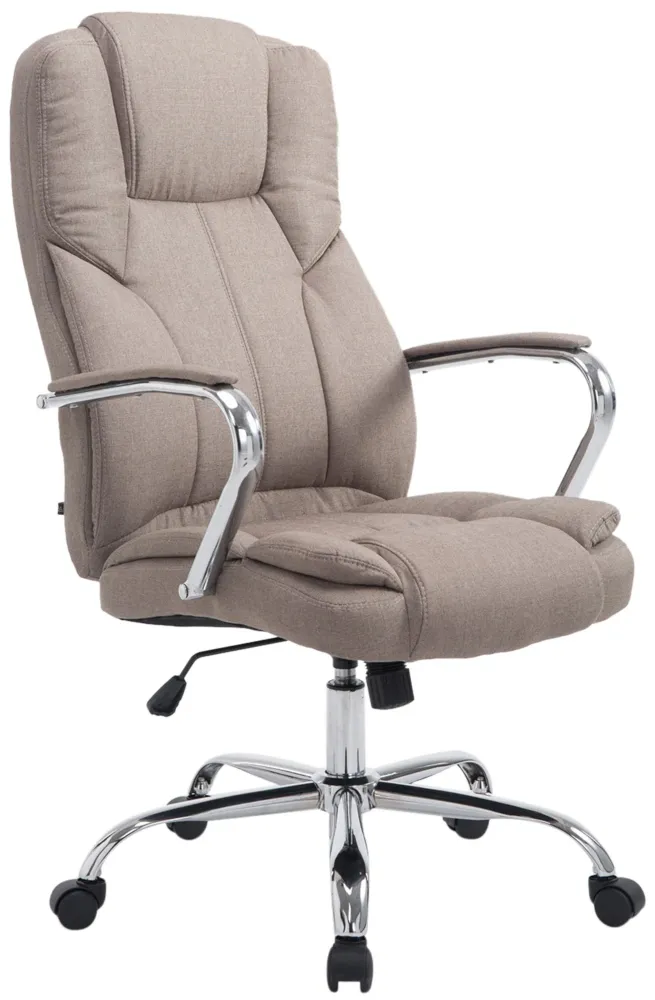 Pieds antidérapants pour Fauteuil de bureau sur roulettes largeur d'assise XXL en tissu taupe et métal chromé 10_0002420