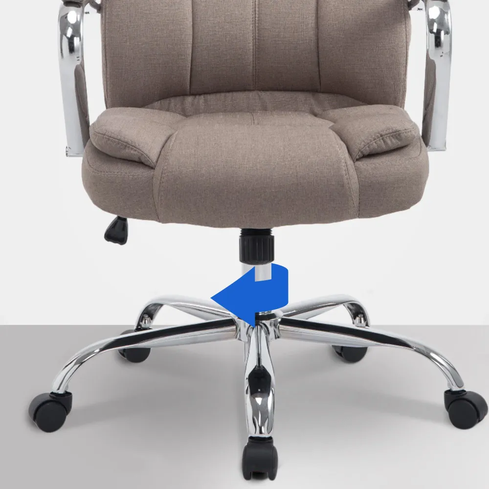 Pieds antidérapants pour Fauteuil de bureau sur roulettes largeur d'assise XXL en tissu taupe et métal chromé 10_0002420