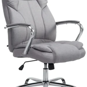 Pieds antidérapants pour Fauteuil de bureau sur roulettes largeur d'assise XXL en tissu gris et métal chromé 10_0002419