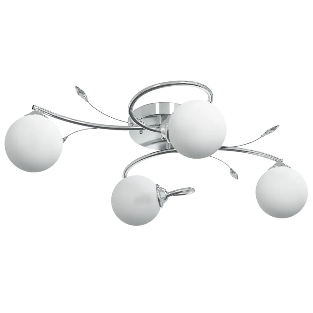 Plafonnier avec abat-jour ronds en verre pour 4 LED G9 avec système de clipsage