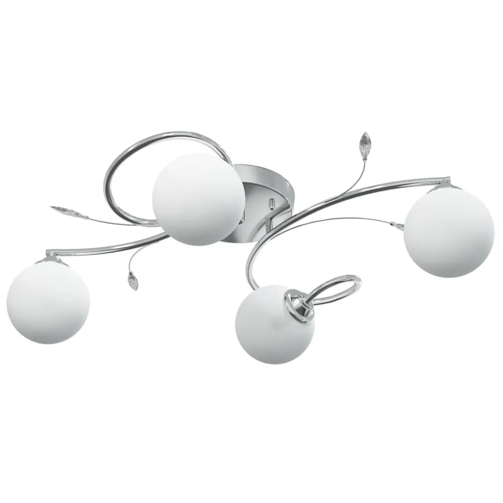 Plafonnier avec abat-jour ronds en verre pour 4 LED G9 avec système de clipsage