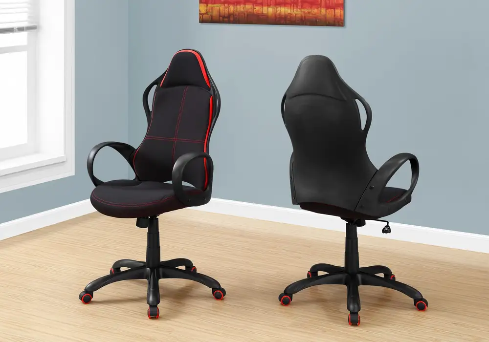 Plateau de rangement Chaise De Bureau - Noir / Tissu Rouge / Multipositions