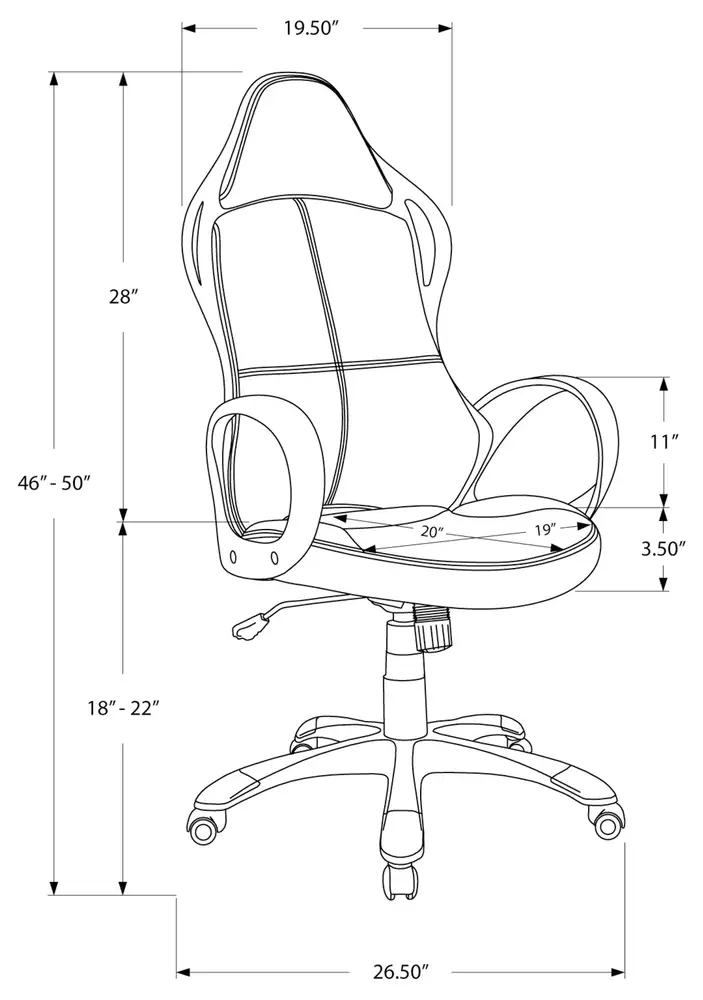 Plateau de rangement Chaise De Bureau - Noir / Tissu Rouge / Multipositions