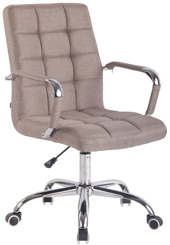 Plateau de rangement Fauteuil de bureau sur roulettes hauteur réglable pivotant accoudoirs en tissu taupe 10_0002476