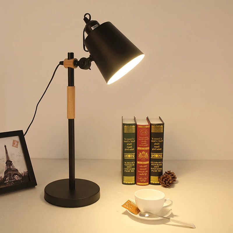 Plateau de rangement Lampe de bureau rotative en métal, salle d'étude, 1 tête, lampe de lecture de Style Macaron