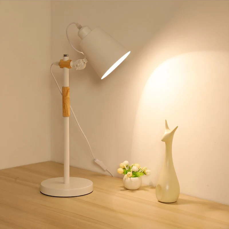 Plateau de rangement Lampe de bureau rotative en métal, salle d'étude, 1 tête, lampe de lecture de Style Macaron