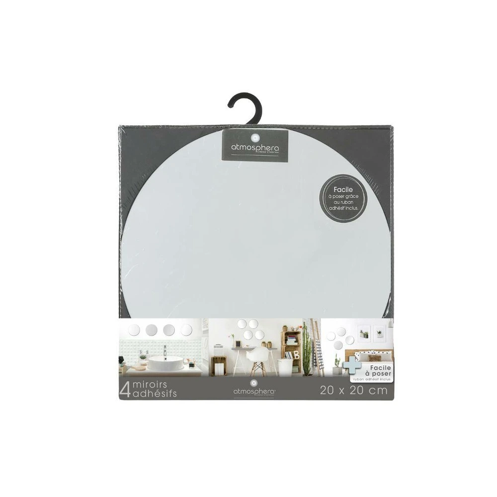 Plateau de rangement Lot de 4 miroirs ronds adhésifs d20cm