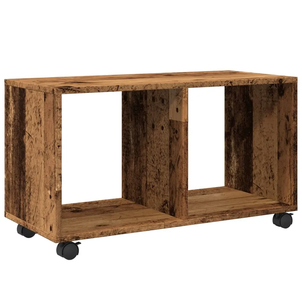 Plateau de rangement Meuble d'appoint sur roulettes 72 x 33 x 42,5 cm bois d'ingénierie couleur marron vieilli DEC031393