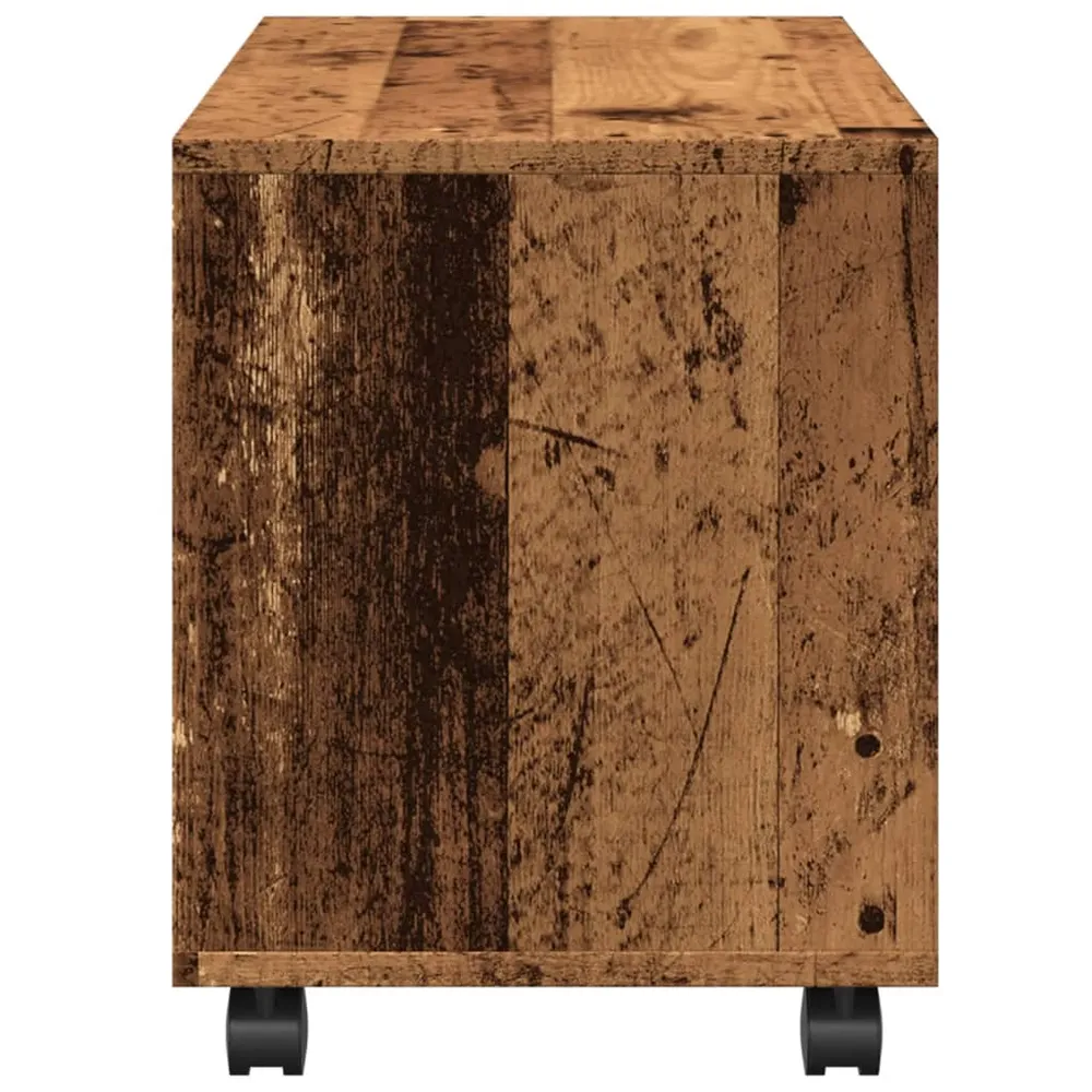 Plateau de rangement Meuble d'appoint sur roulettes 72 x 33 x 42,5 cm bois d'ingénierie couleur marron vieilli DEC031393