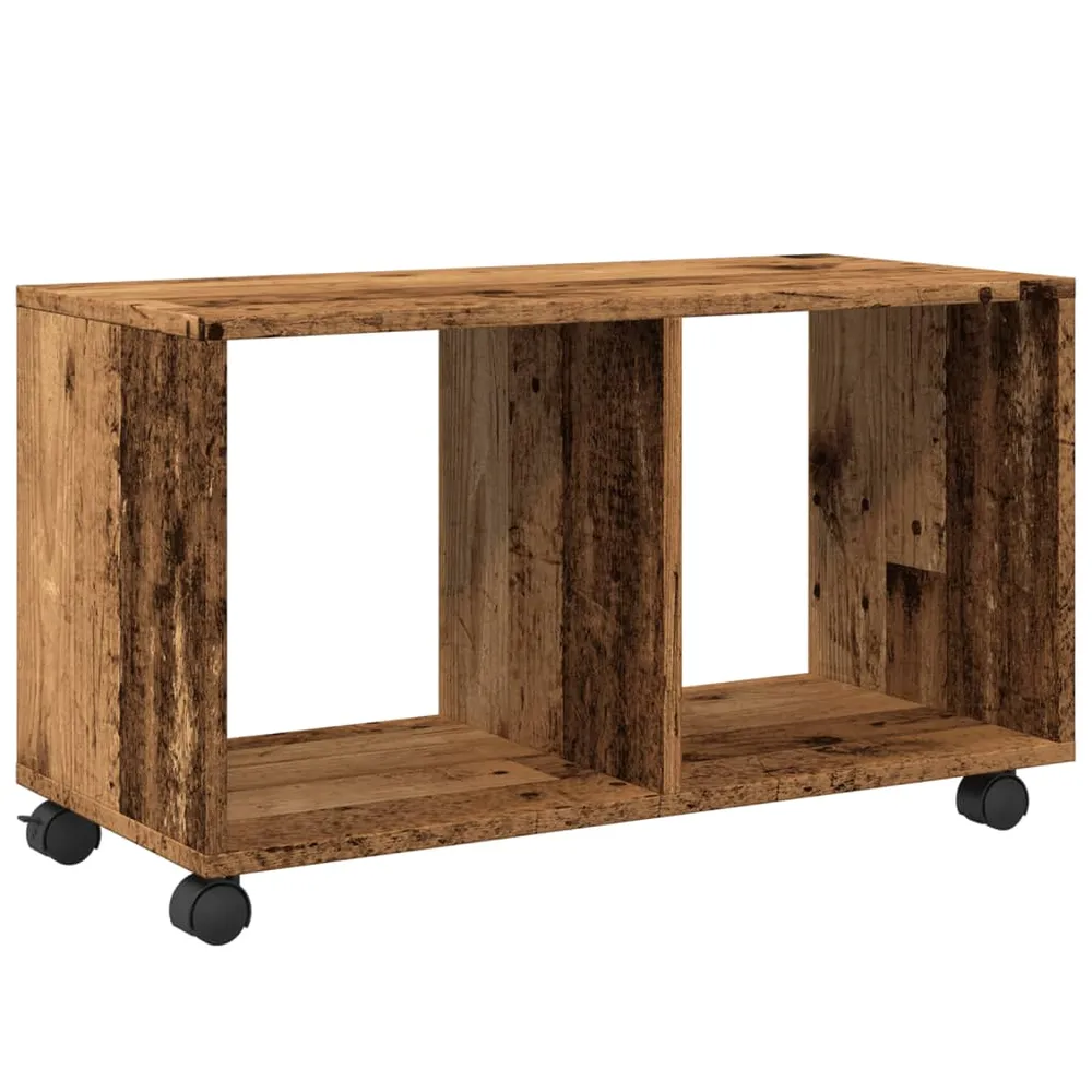 Plateau de rangement Meuble d'appoint sur roulettes 72 x 33 x 42,5 cm bois d'ingénierie couleur marron vieilli DEC031393