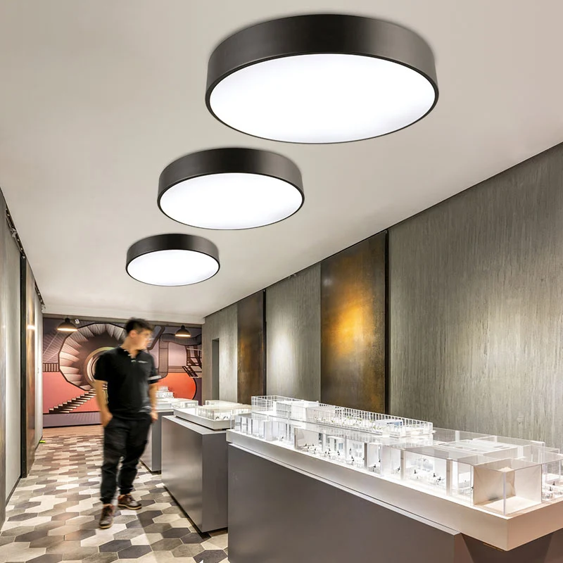 Plateau de rangement Runde Unterputz-Deckenleuchte, einfache Büro-LED-Unterputzleuchte aus Metall mit Acryldiffusor
