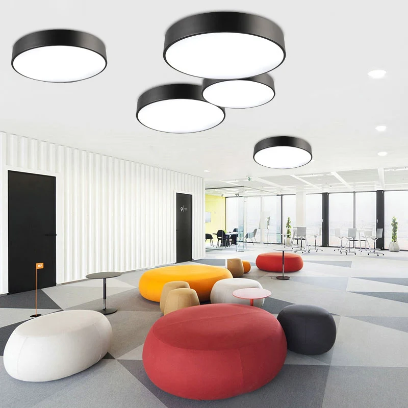 Plateau de rangement Runde Unterputz-Deckenleuchte, einfache Büro-LED-Unterputzleuchte aus Metall mit Acryldiffusor