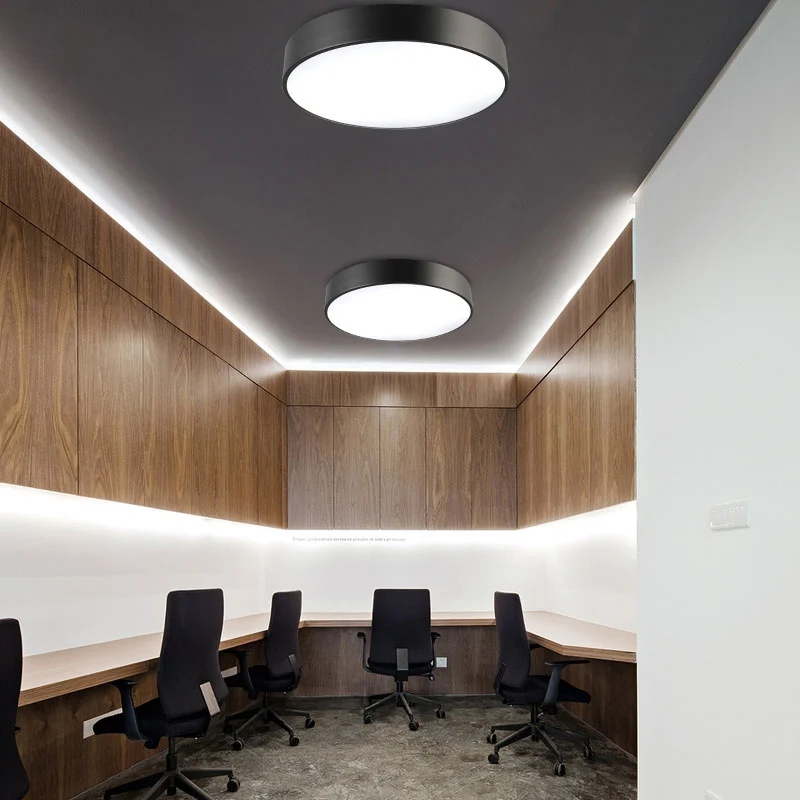 Plateau de rangement Runde Unterputz-Deckenleuchte, einfache Büro-LED-Unterputzleuchte aus Metall mit Acryldiffusor