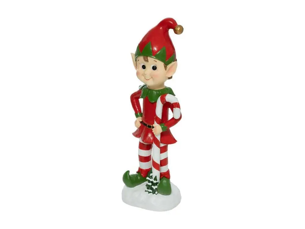 Plateau de rangement Statue lutin de Noël 90 cm lumineux - pile, Rouge