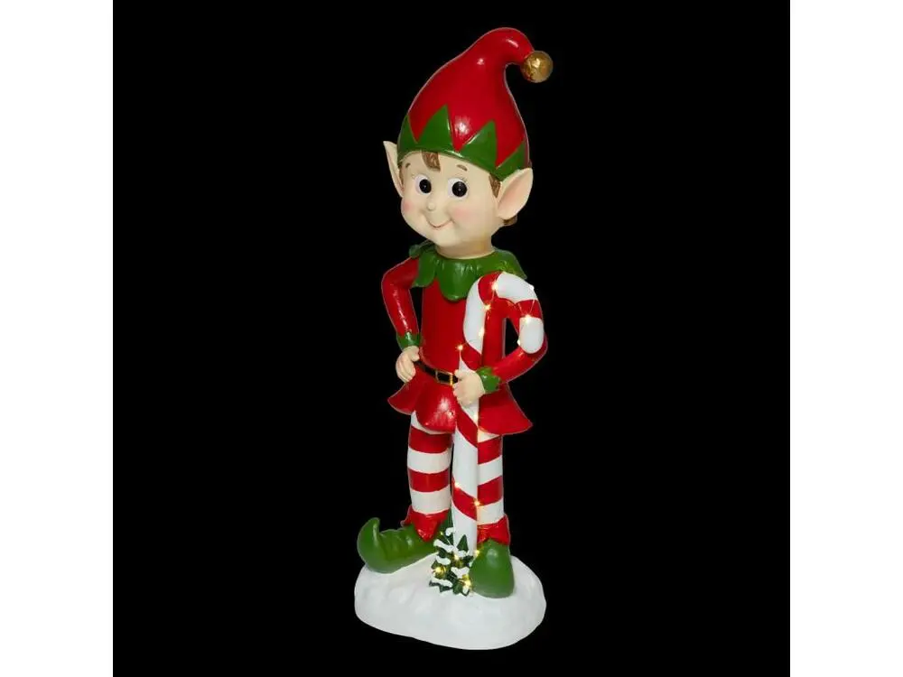 Plateau de rangement Statue lutin de Noël 90 cm lumineux - pile, Rouge