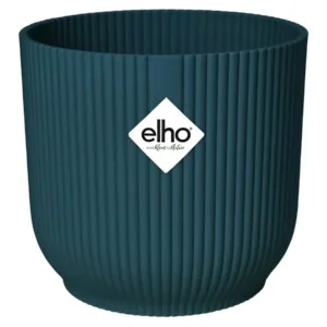 Pot De Fleurs Rond VIBES - Plastique - Ø25 - Bleu Noir pour bureau à hauteur variable