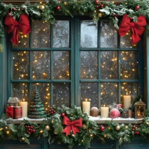 Professionnel Haute Qualité Toile de fond Fenêtre Illuminée Guirlande de Noël RR8-110