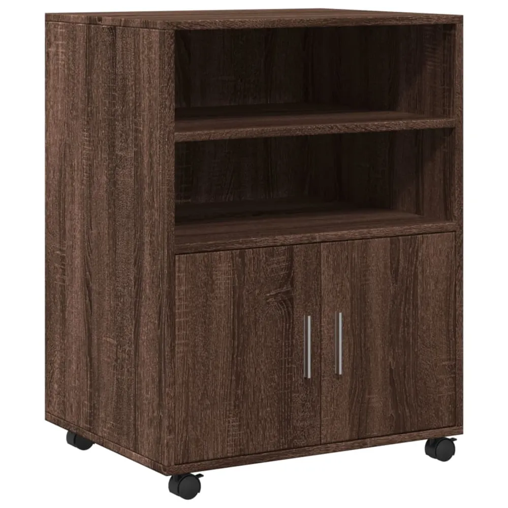 Protection de bord Meuble de bureau sur roulettes meuble d'appoint 60 x 48 x 81 cm bois d'ingénierie marron DEC024493