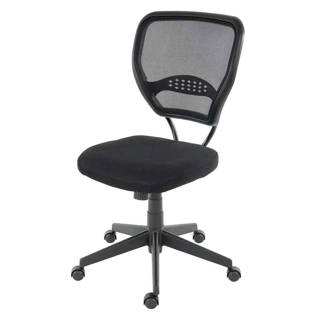 Équipement de Bureau Ergonomique Fauteuil chaise de bureau sur roulettes pivotante en tissu maillage noir sans accoudoirs...