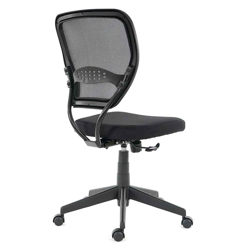 Équipement de Bureau Ergonomique Fauteuil chaise de bureau sur roulettes pivotante en tissu maillage noir sans accoudoirs...