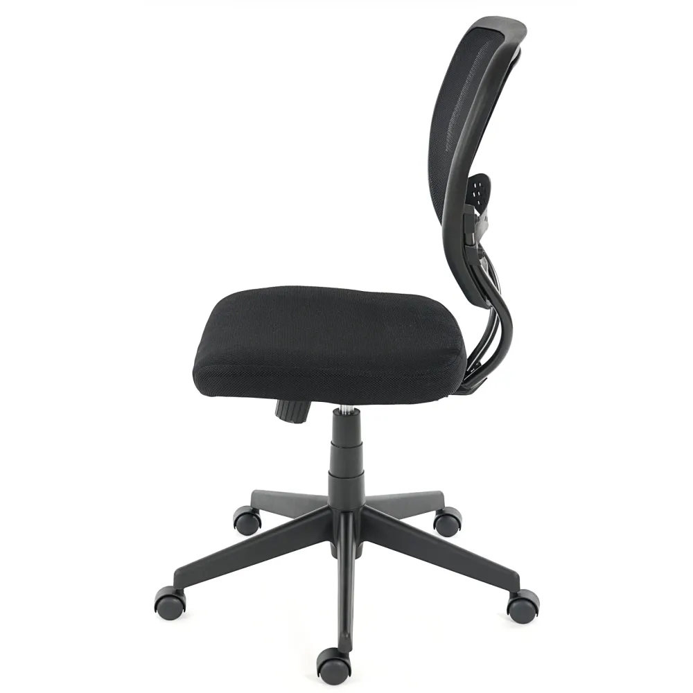 Équipement de Bureau Ergonomique Fauteuil chaise de bureau sur roulettes pivotante en tissu maillage noir sans accoudoirs...