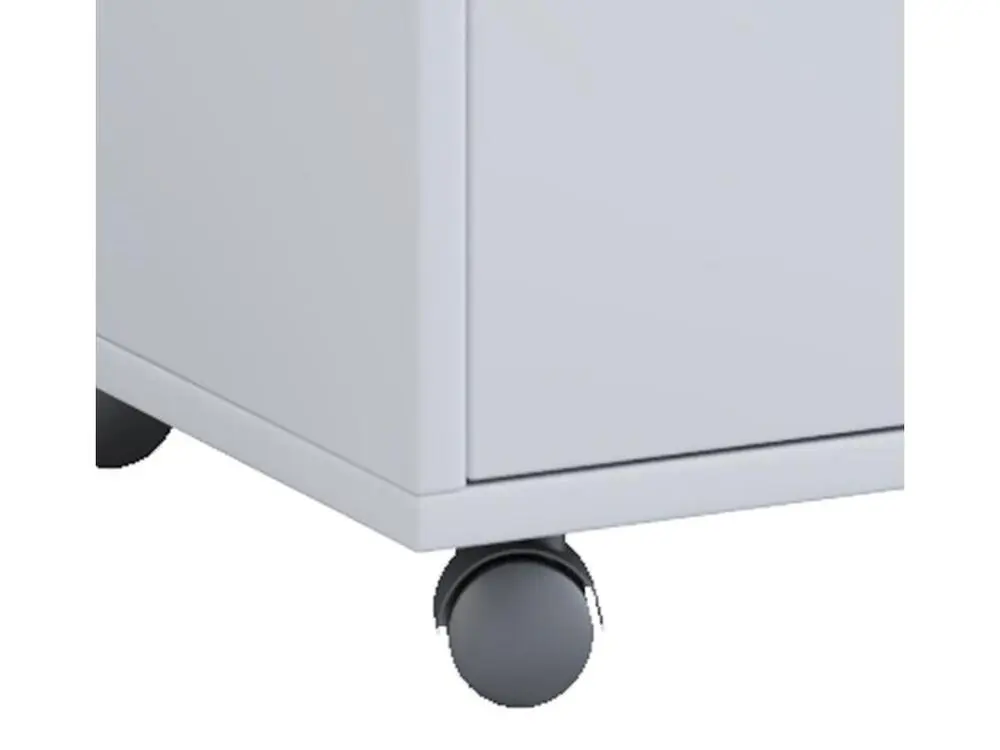 Équipement de Bureau Ergonomique Masola Commode de bureau sur roulettes 1 tiroir et 1 porte, blanc.