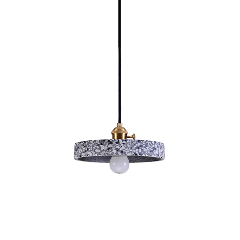 Équipement de Bureau Ergonomique Runde Nachttisch-Hängeleuchte, Terrazzo-Single-Simplicity-Pendelleuchte mit Drehschalter