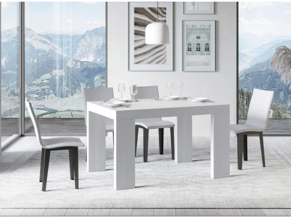Équipement de Bureau Ergonomique Table rectangulaire extensible 130 à 234cm bois blanc Ribo-Pied et support sur roulettes