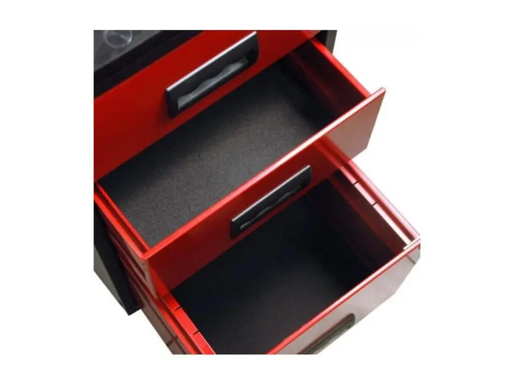 Réduit servante sur roulettes 3 tiroirs métal noir et rouge Folia H 57