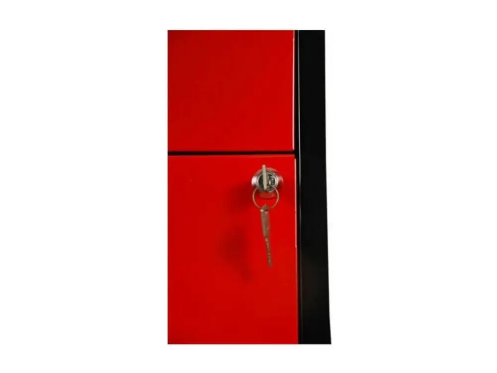 Réduit servante sur roulettes 3 tiroirs métal noir et rouge Folia H 57