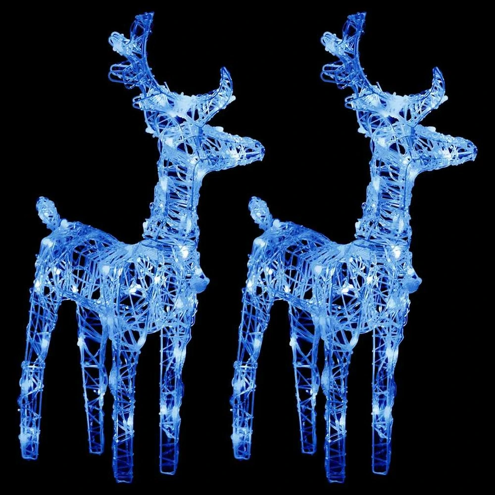Rennes de noël 2 pcs 80 led bleu acrylique avec Garantie 2 Ans