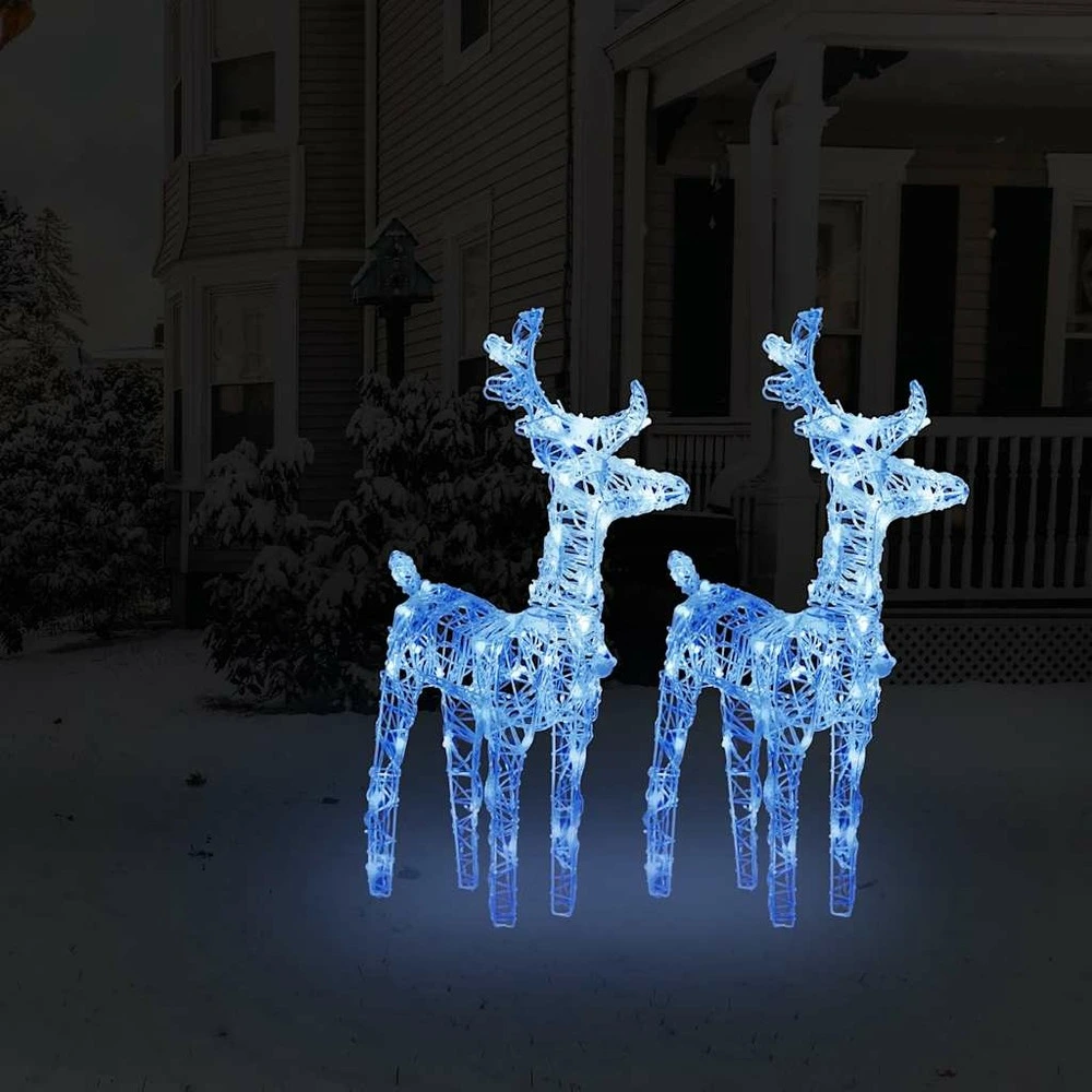 Rennes de noël 2 pcs 80 led bleu acrylique avec Garantie 2 Ans