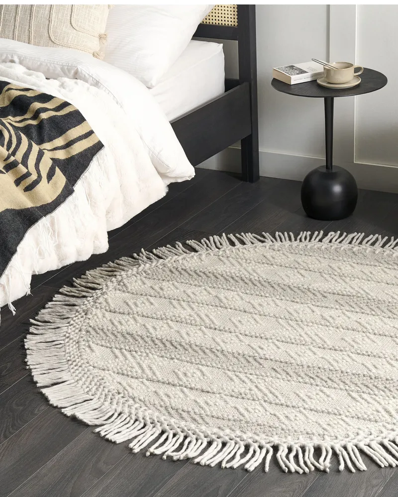 Round Laine Area Rug ⌀ 140 cm Beige BALTALAR