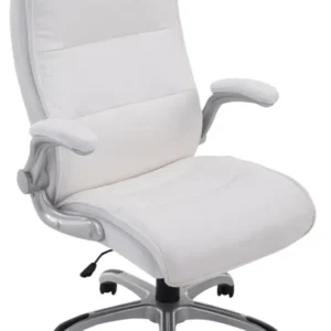 Support réglable pour Fauteuil de bureau sur roulettes confortable hauteur réglable en VINYLE blanc et plastique 10_0002407