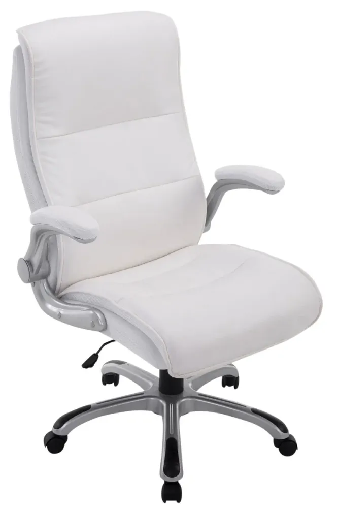 Support réglable pour Fauteuil de bureau sur roulettes confortable hauteur réglable en VINYLE blanc et plastique 10_0002407