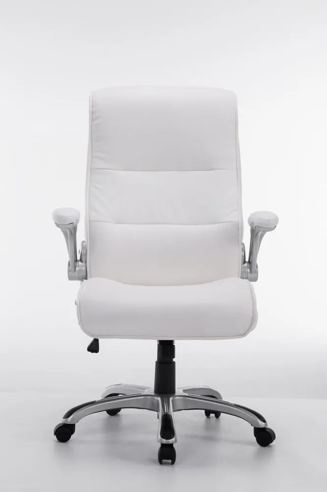 Support réglable pour Fauteuil de bureau sur roulettes confortable hauteur réglable en VINYLE blanc et plastique 10_0002407