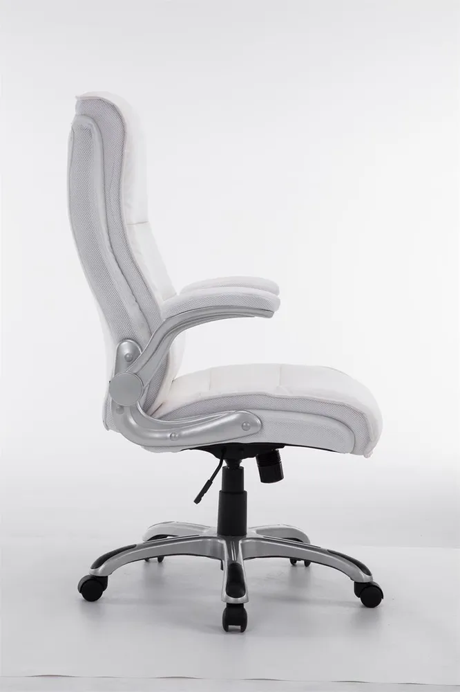 Support réglable pour Fauteuil de bureau sur roulettes confortable hauteur réglable en VINYLE blanc et plastique 10_0002407