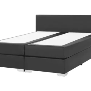 Support réglable pour Faux Leather EU King Size Divan Bed Noir jais PRESIDENT