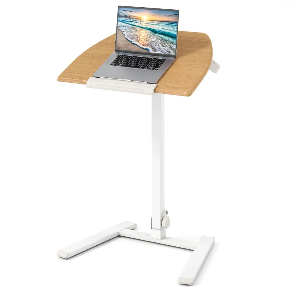 Système de suspension Bureau pliable sur roulettes 65 x 49 x 74-109 cm hauteur réglable plateau inclinable en MDF naturel...