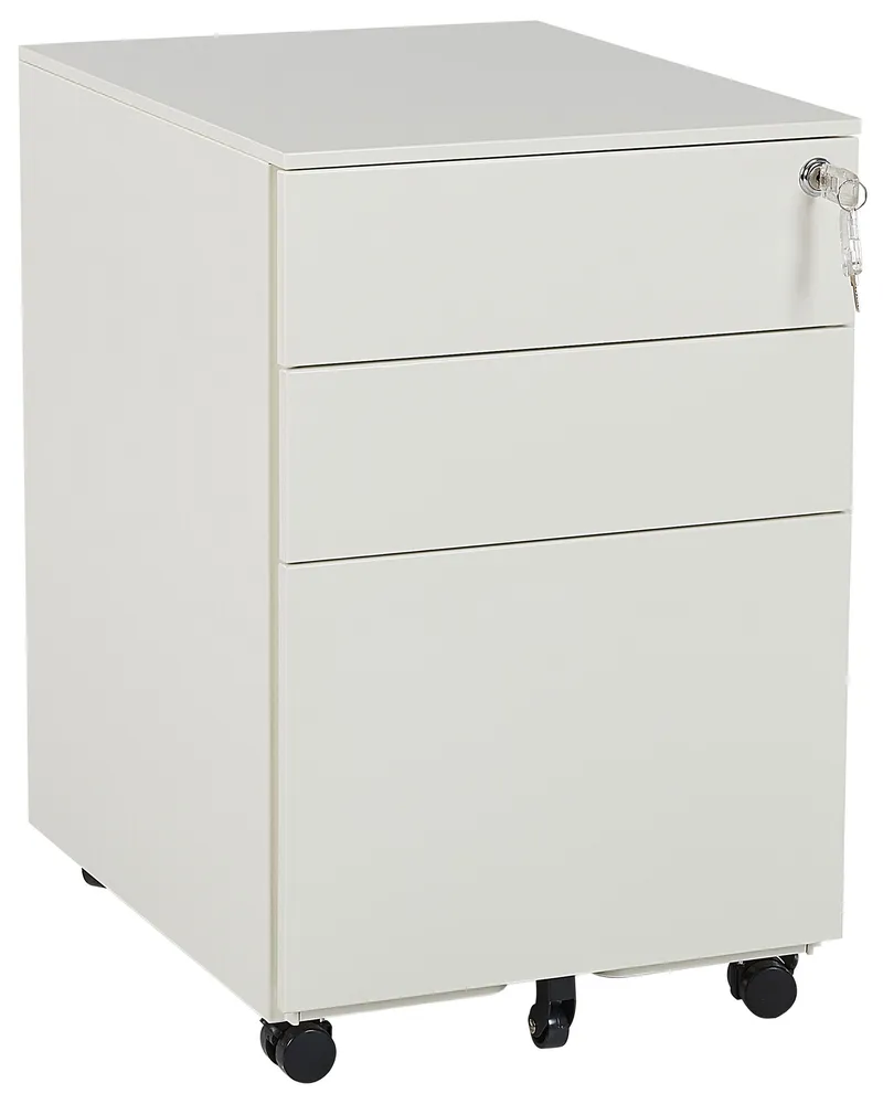 Système de suspension Caisson à roulettes 3 tiroirs en acier blanc cassé CAMI
