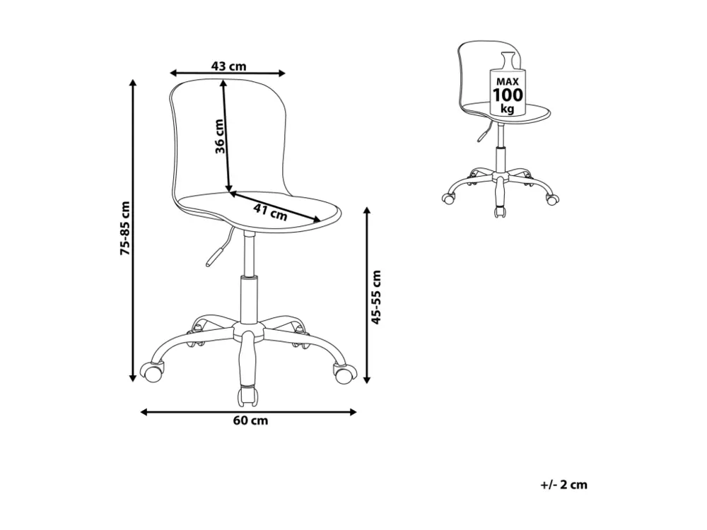Système de suspension Chaise à roulettes en polypropylène blanc VAMO