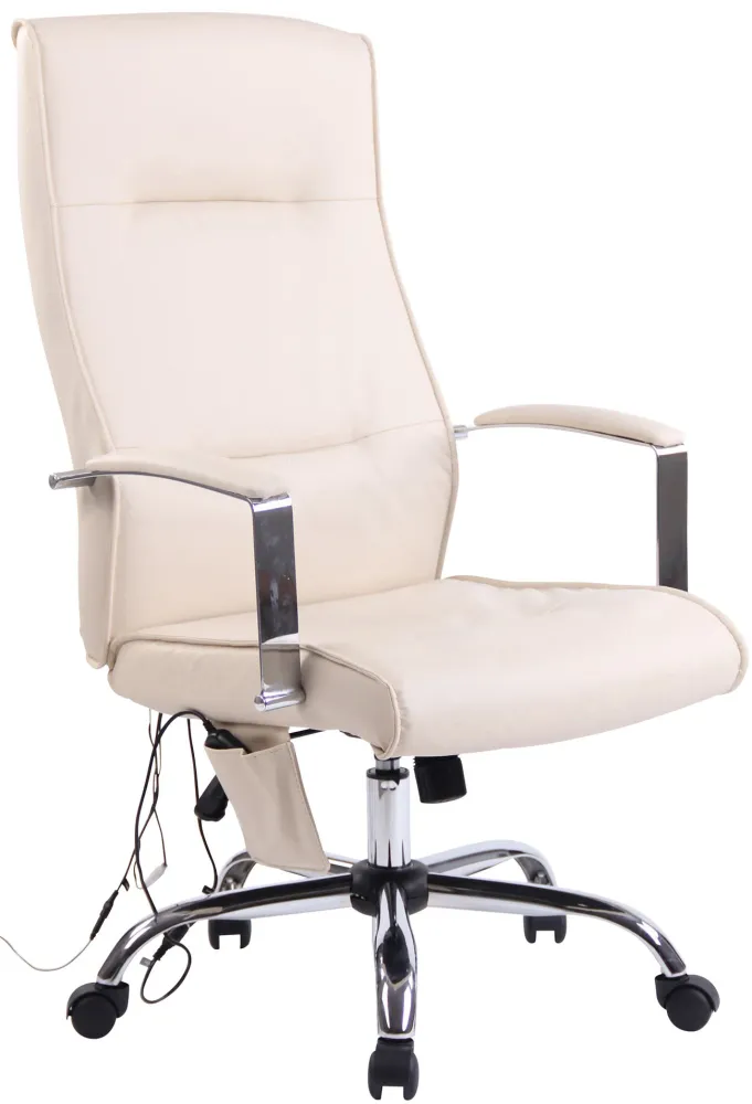 Système de suspension Fauteuil de bureau sur roulettes fonction massage mécanisme de balance en VINYLE crème 10_0002607